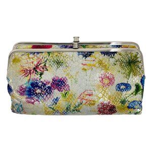 HOBO Green Blue Floral Push Lock Wallet | Stylish & Chic Accessory